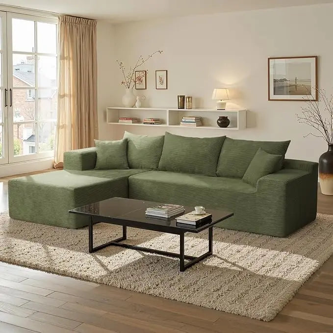 L Shaped Sectional Sofa With Chaise Modern Velvet Couch