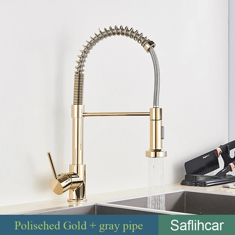 SAFLIHCAR Kitchen Sink Faucet With Single Handle Pull Down Sprayer