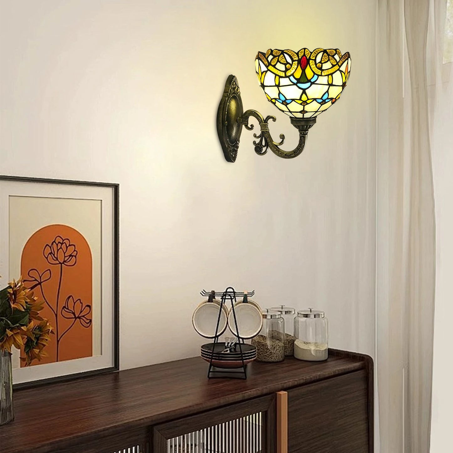 Tiffany Style Wall Lamp Indoor Vintage Dome Light For Living Room Staircase