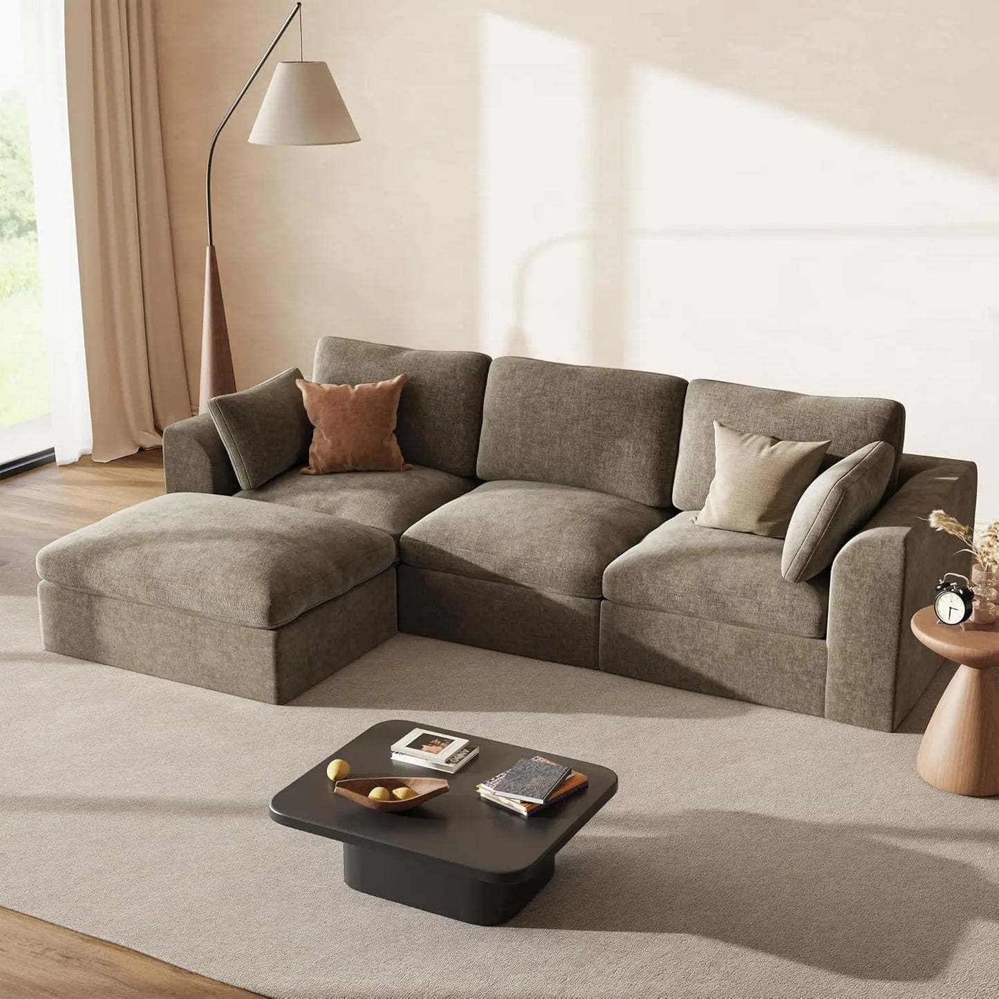 Cloud Sectional Couch L Shaped Convertible Sofa With Ottoman