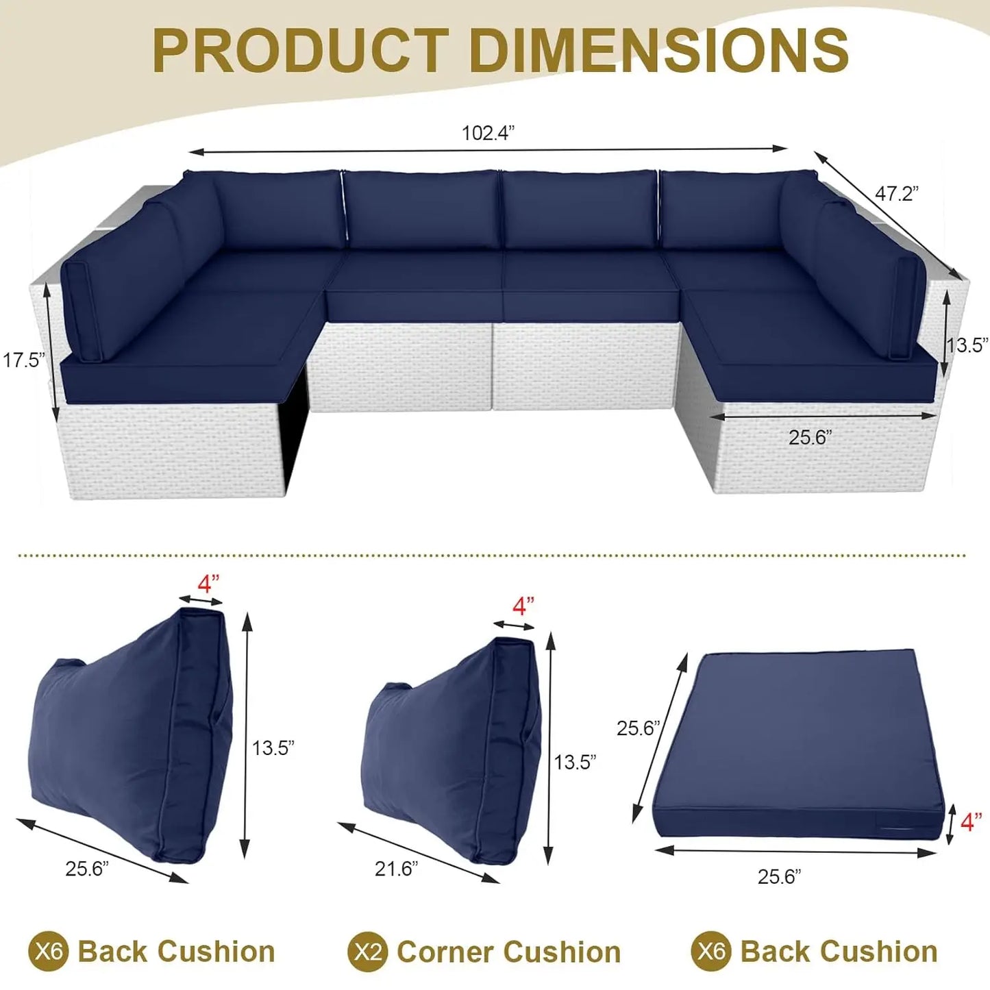Outdoor Replacement Cushions Patio Furniture Water Resistant Sectional Cushions