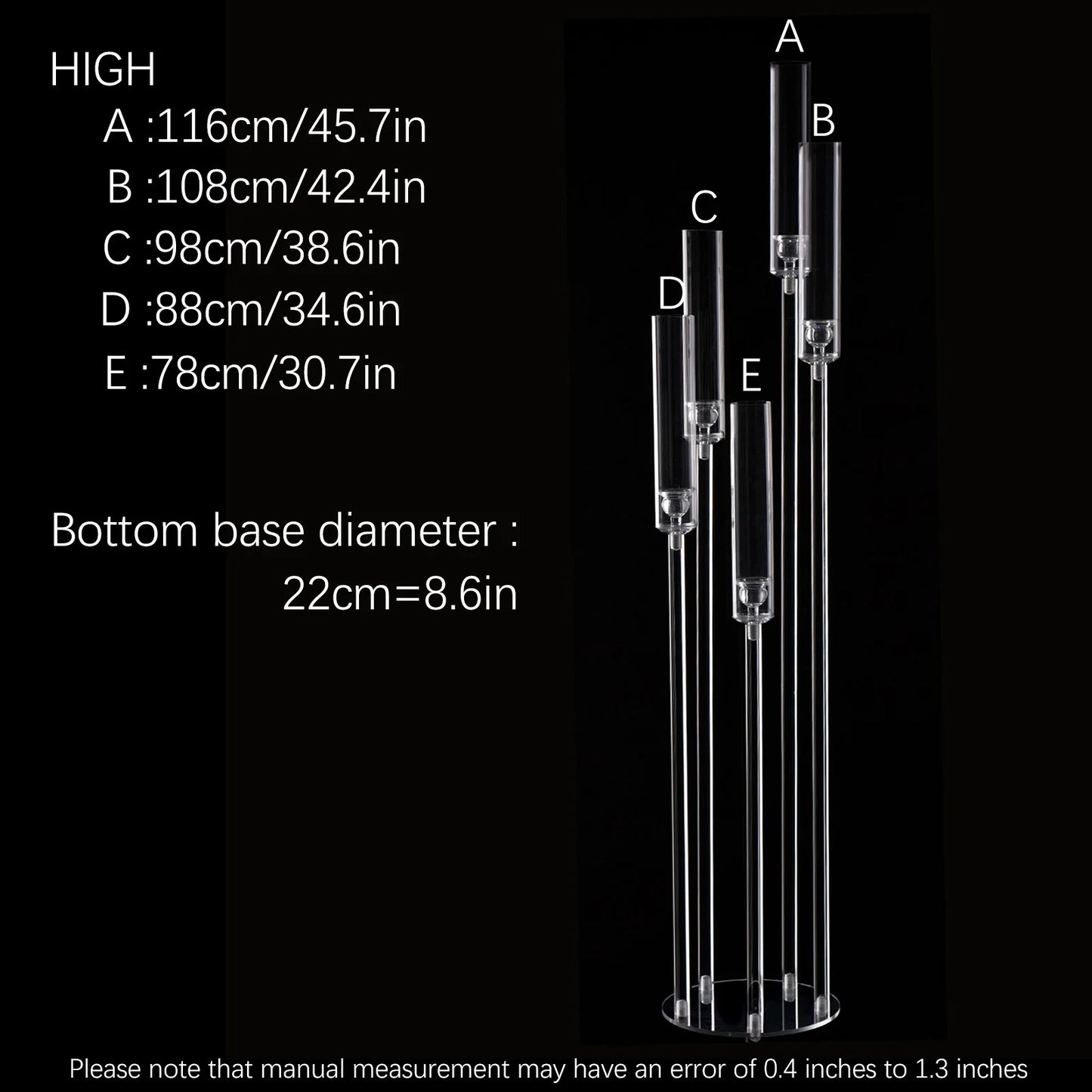 VINCIGANTCandle Acrylic 5 Arm Floor Candelabra Centerpiece for Weddings