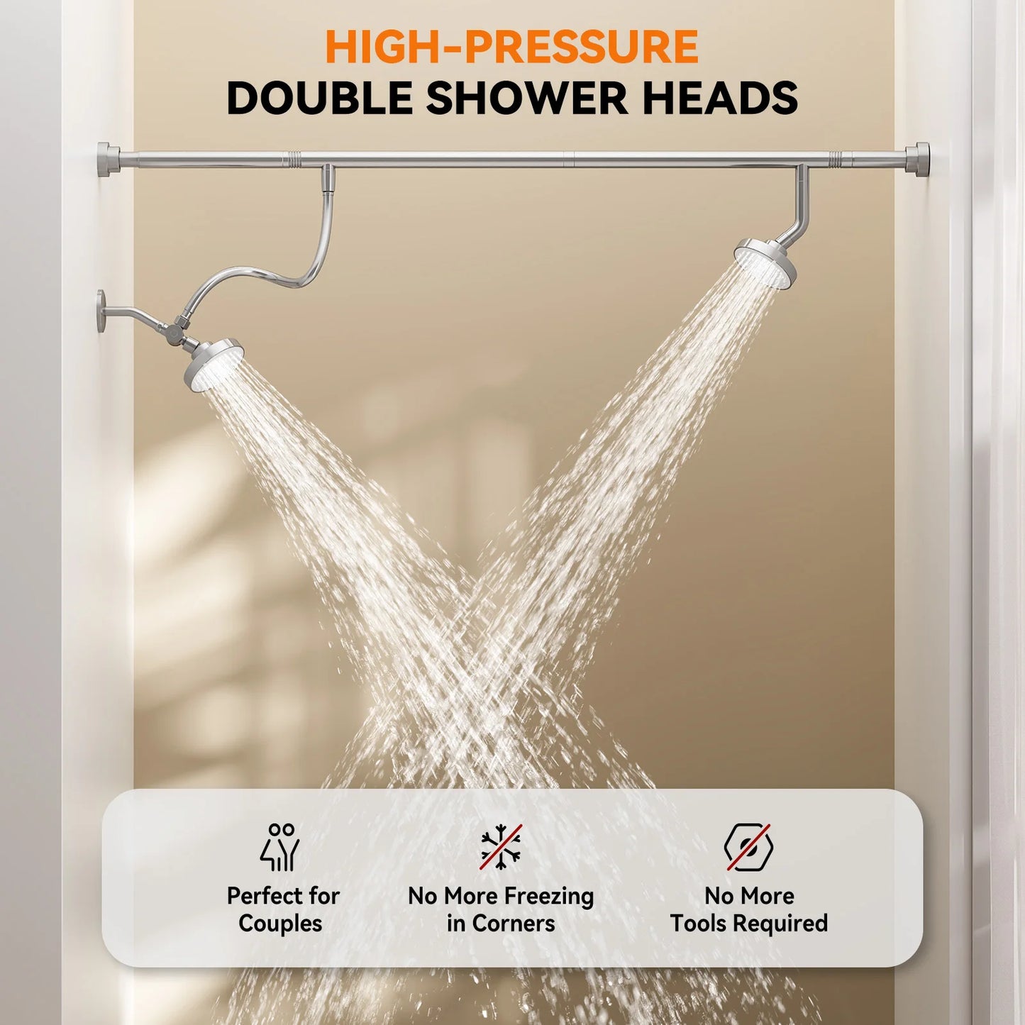 Tandem Shower Heads For Couples Dual High Pressure System