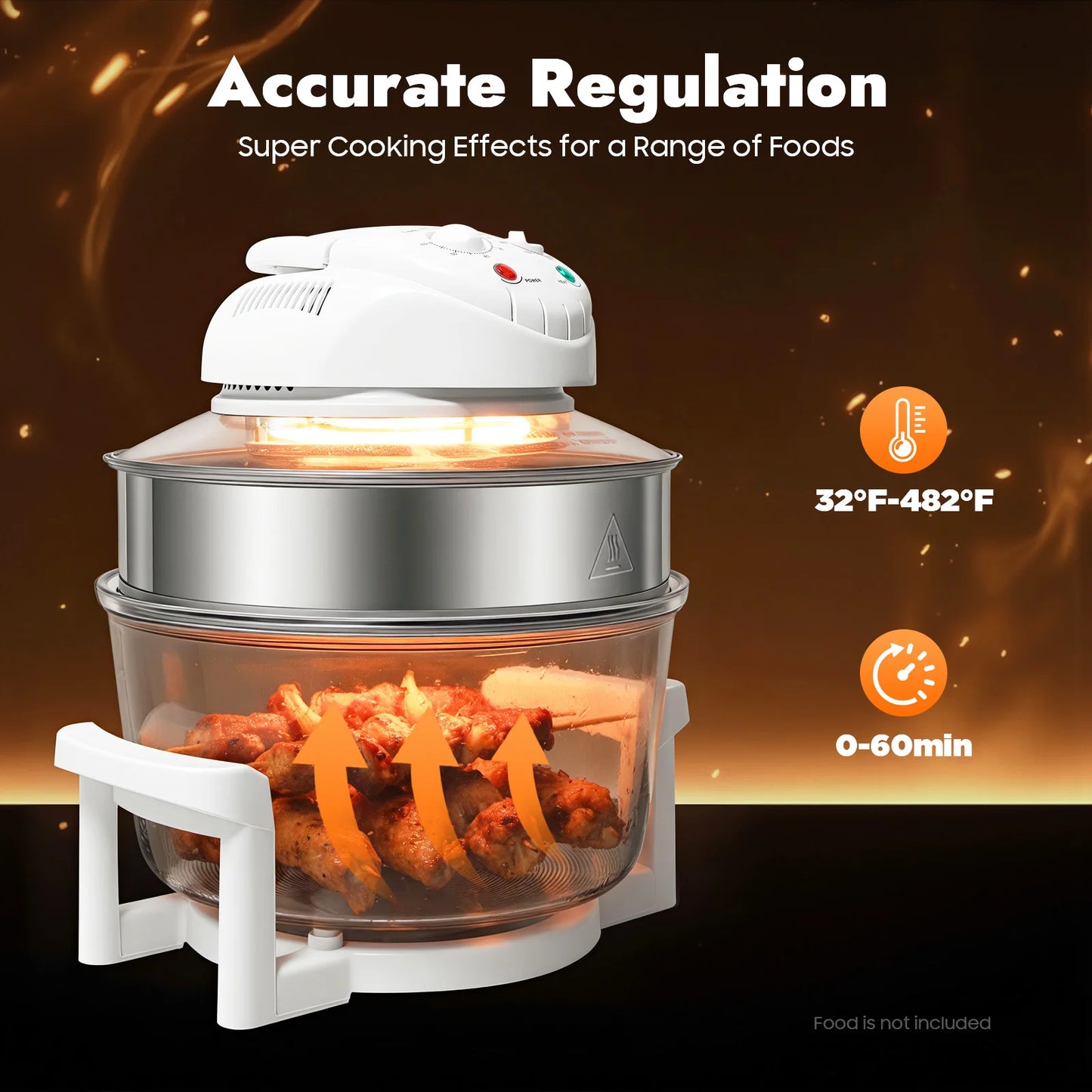 Visual Air Fryer 110V 17.96Qt 1200W 360 Degree Grill Rack