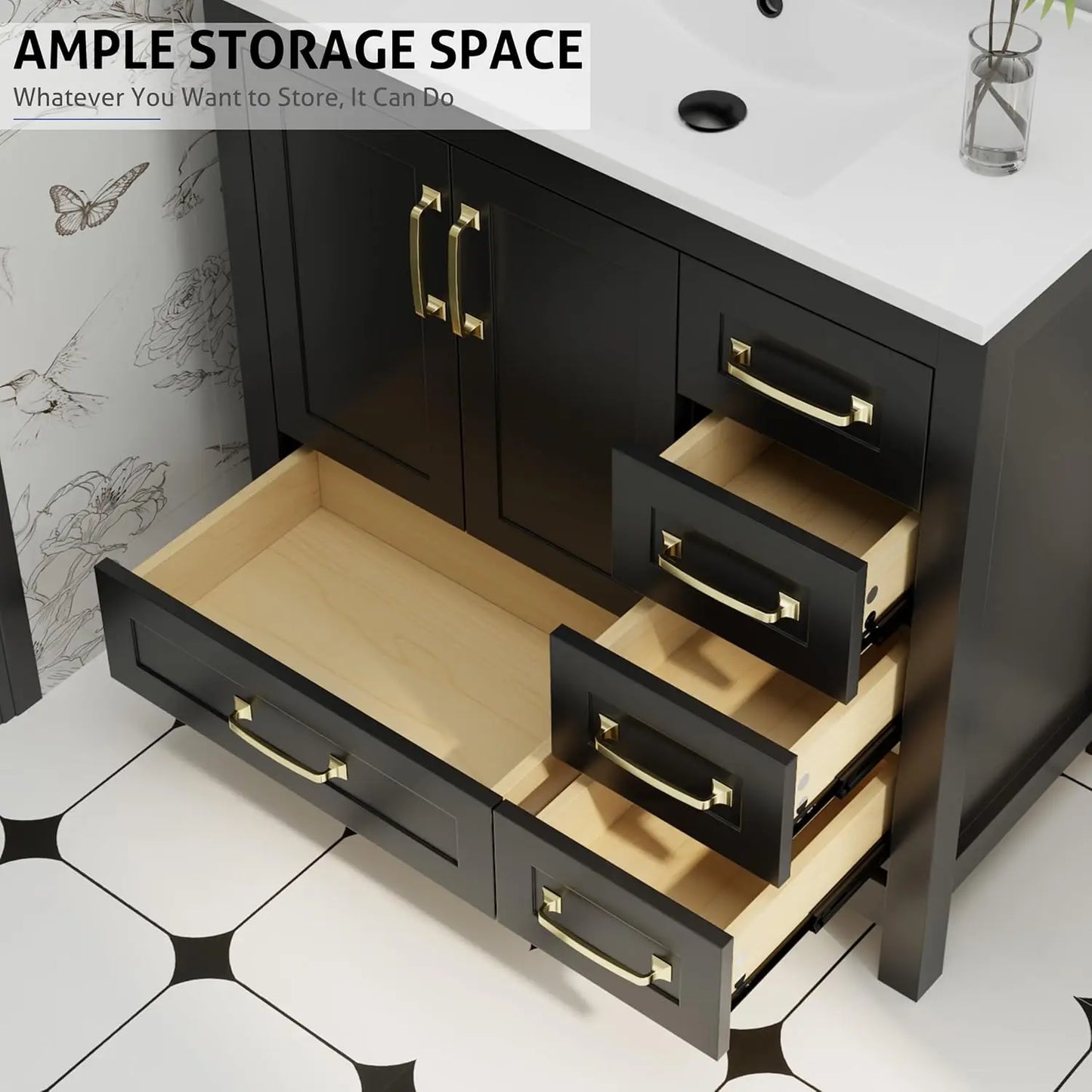Guangbai Modern Solid Wood Bathroom Vanity With Undermount Sink
