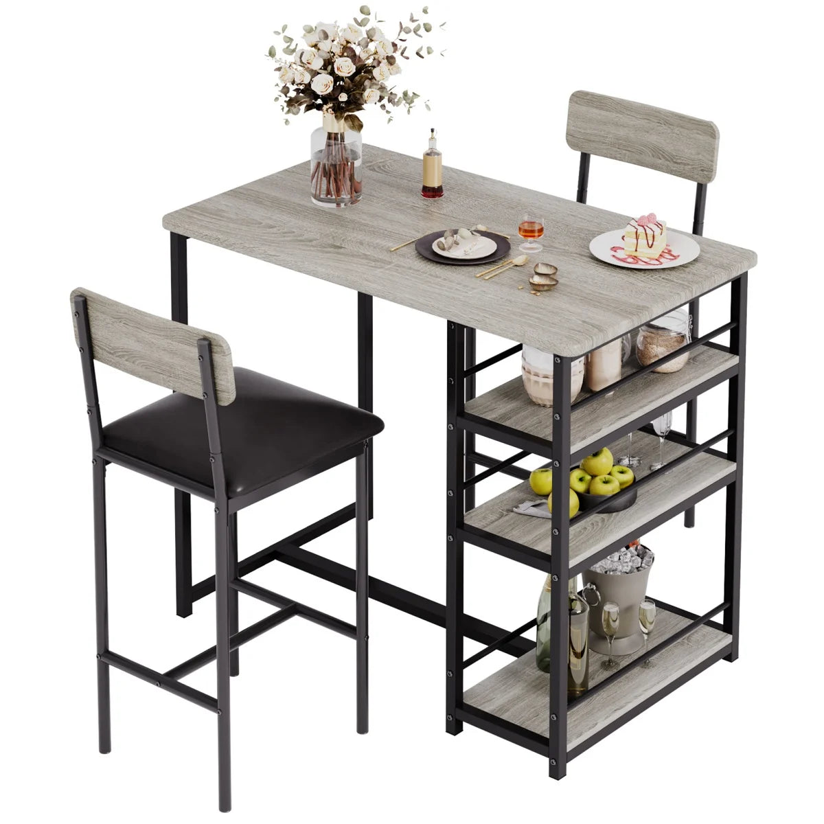 HiMISS 2 Person Dining Table Set Bar Table And Chairs