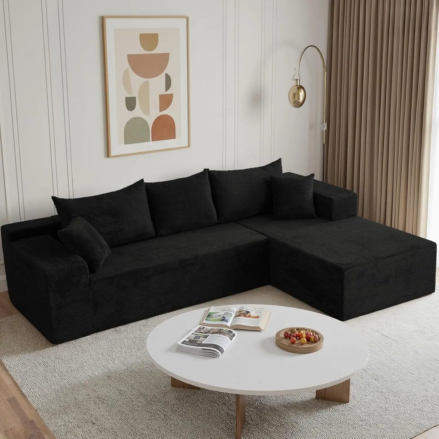 L Shaped Sectional Sofa With Chaise Modern Velvet Couch