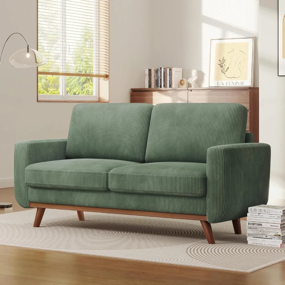 68 Loveseat Sofa Corduroy With Spring Cushion Wood Frame