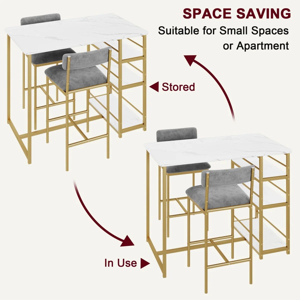 HiMISS 2 Person Dining Table Set Bar Table And Chairs