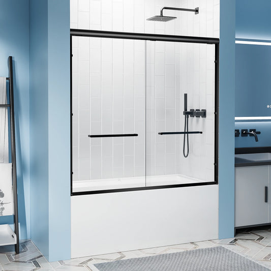 ShKl Aluminum Frame Double Sliding Tub Shower Door 6mm Glass