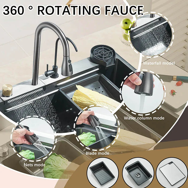 Rozin Stainless Steel Single Slot Kitchen Sink With Faucet Soap Dispenser