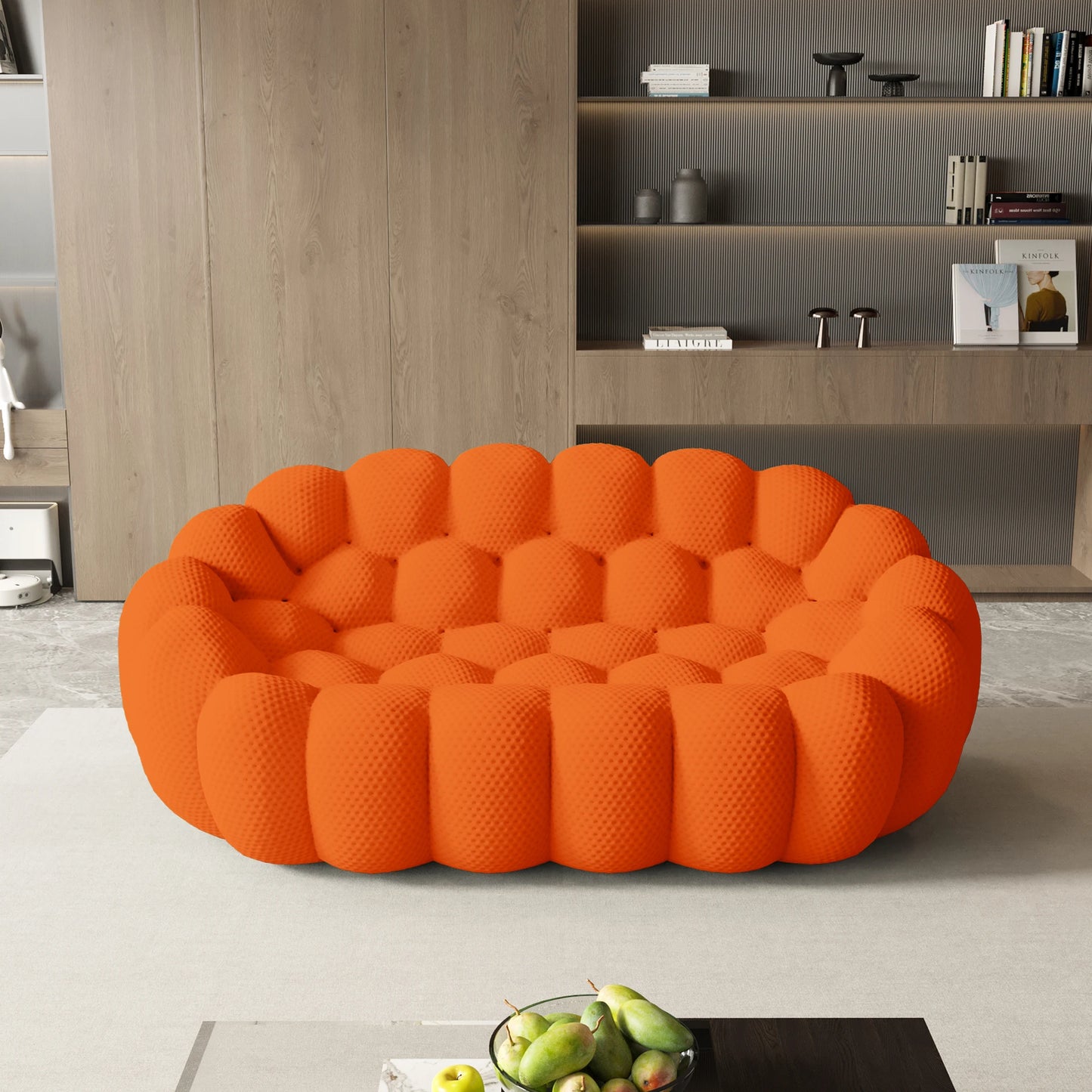 Sdorens Modern Curved Boneless Sofa 3D Knitted Fabric Loveseat Couch