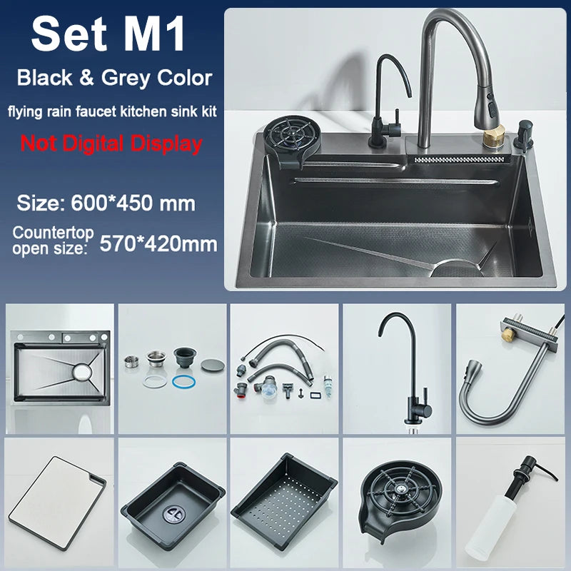 Rozin Stainless Steel Single Slot Kitchen Sink With Faucet Soap Dispenser