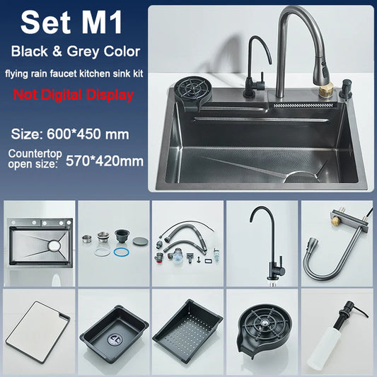 Rozin Stainless Steel Single Slot Kitchen Sink With Faucet Soap Dispenser
