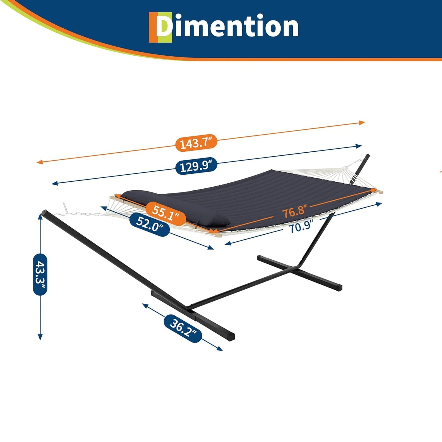 TWISTER.CK Heavy Duty Double Hammock With Stand For Outdoor Patio