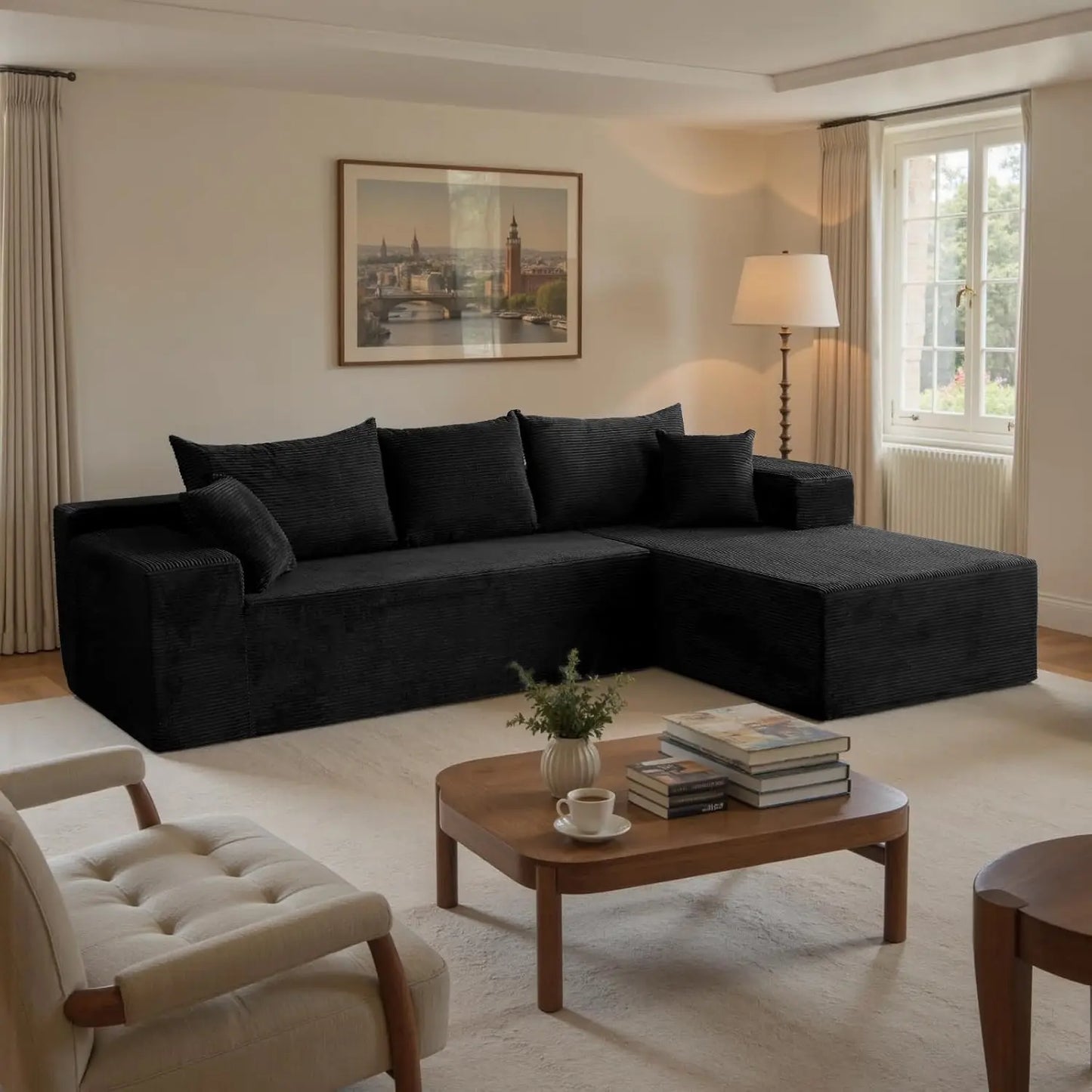 L Shaped Sectional Sofa With Chaise Modern Velvet Couch