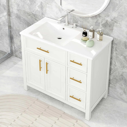 Bathroom Vanity With Sink Cabinet Two Doors And Three Drawers