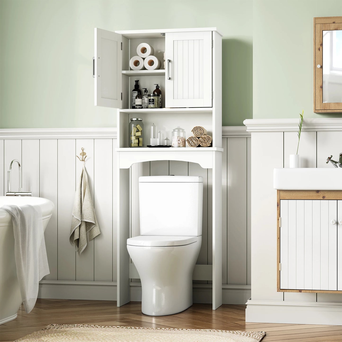 HiMISS Over The Toilet Storage Cabinet With Anti Tip