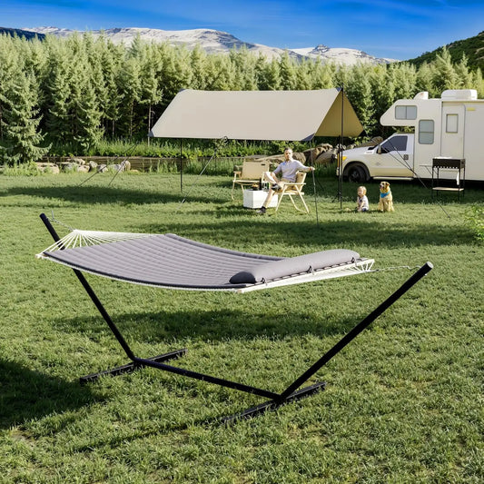 TWISTER.CK Heavy Duty Double Hammock With Stand For Outdoor Patio
