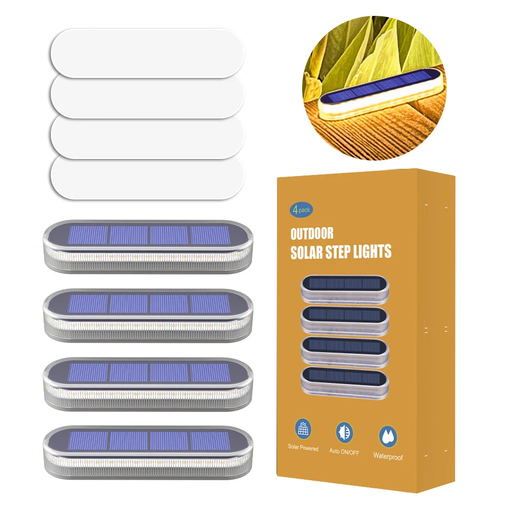 Solar Deck Lights IP68 Waterproof Auto On Off 4 Pack