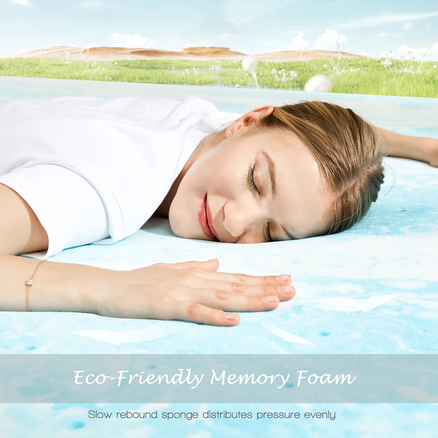 JHK Gel Memory Foam Mattress Topper for Sleep Comfort