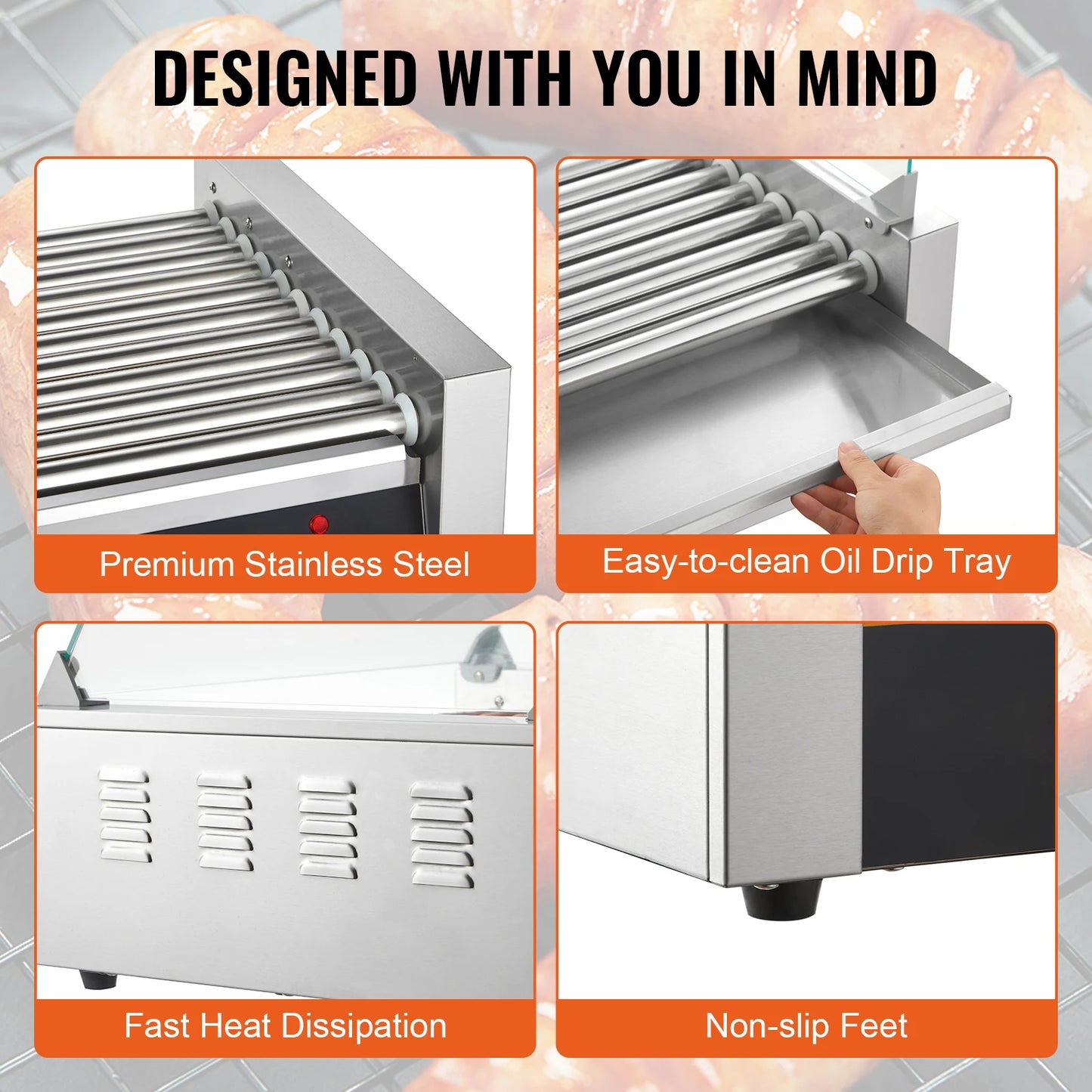 SucceBuy Hot Dog Roller Sausage Maker 110V Commercial Grill
