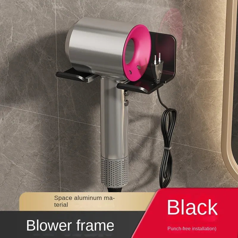 Hair Dryer Holder Wall Mounted Aluminum Stand Rack Bathroom