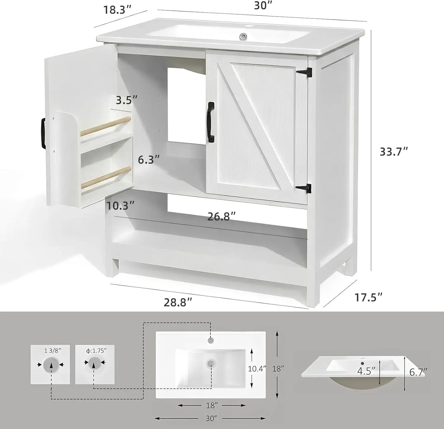 Freestanding Bathroom Vanity With Sink And RGB LED Lighting