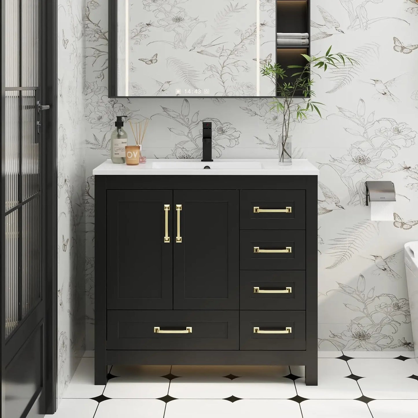 Guangbai Modern Solid Wood Bathroom Vanity With Undermount Sink
