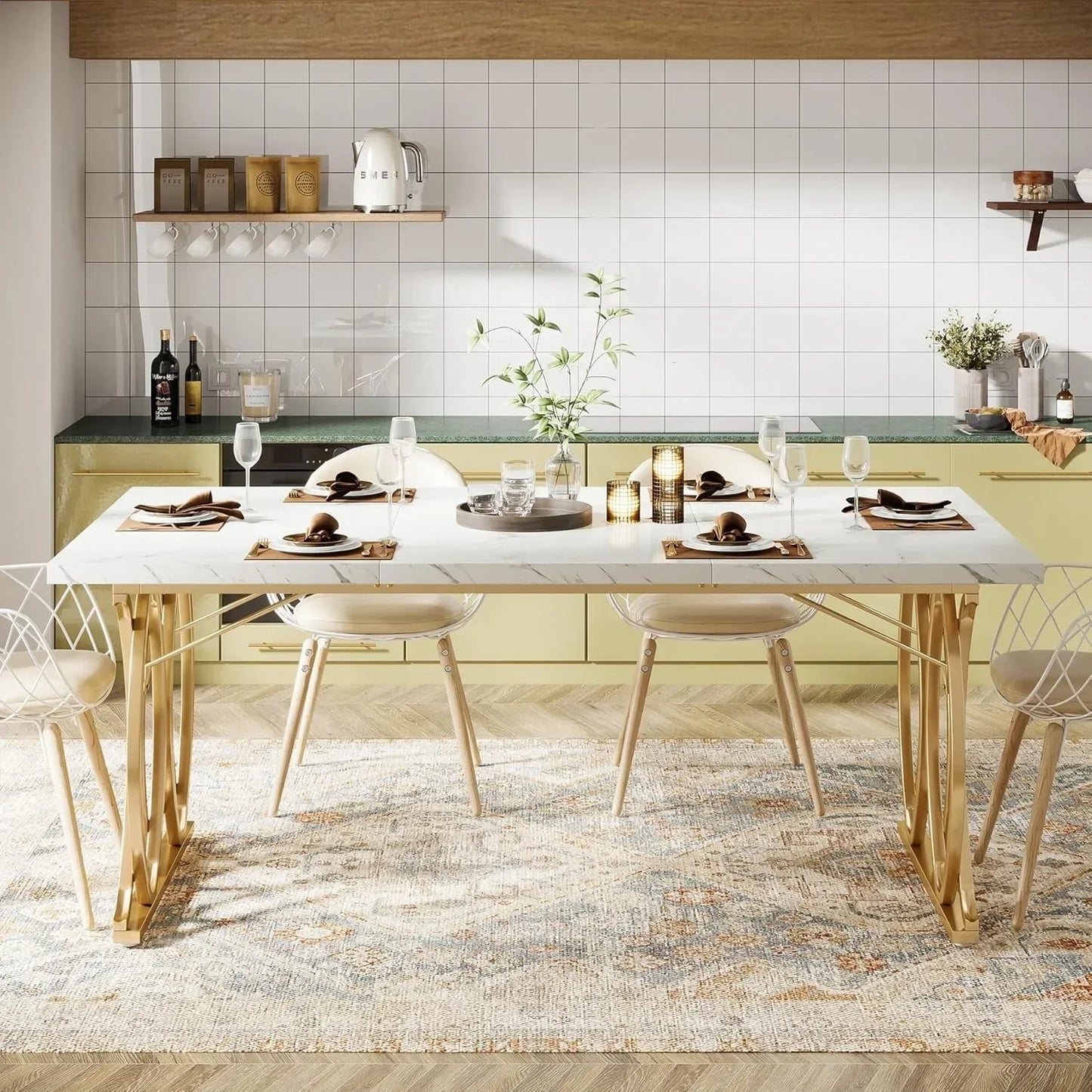 Little Tree Modern Dining Table Rectangular Kitchen Dining Room Furniture