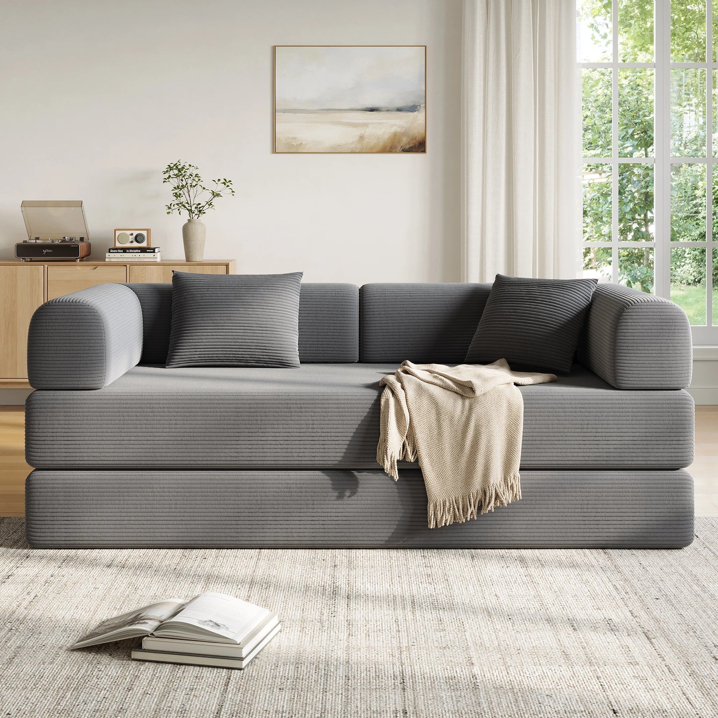 THOLASIS Convertible Floor Sofa Bed 5 in 1 Modular Sofa