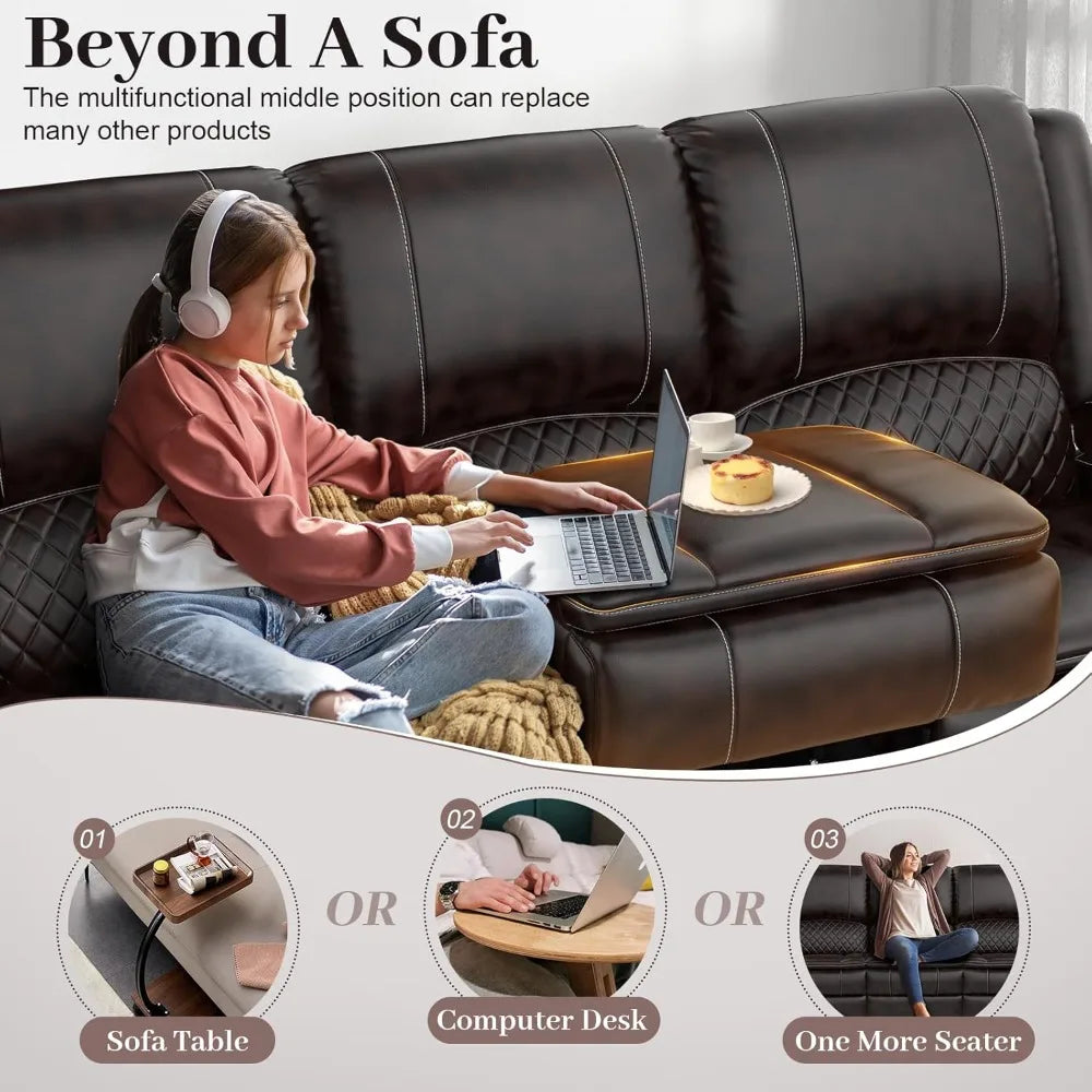 RBXC Manual Reclining Sofa With Hidden Storage And Middle Seat