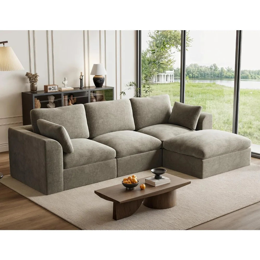 Cloud Sectional Couch L Shaped Convertible Sofa With Ottoman