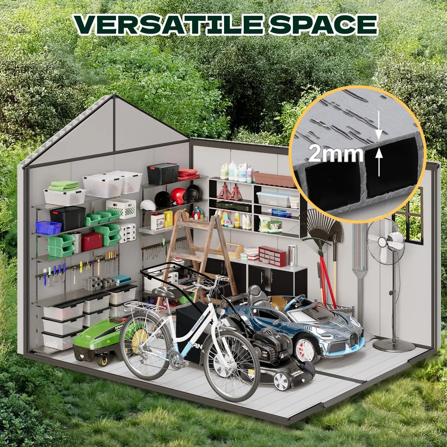 All Weather Resin Garden Shed With Floor And Lockable Doors