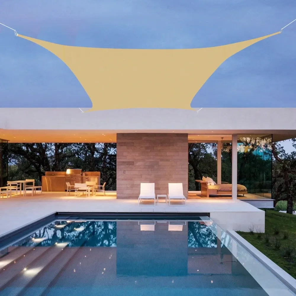 XMSJ Rectangle Sun Shade Sail Poly Outdoor Patio Rain Blocking