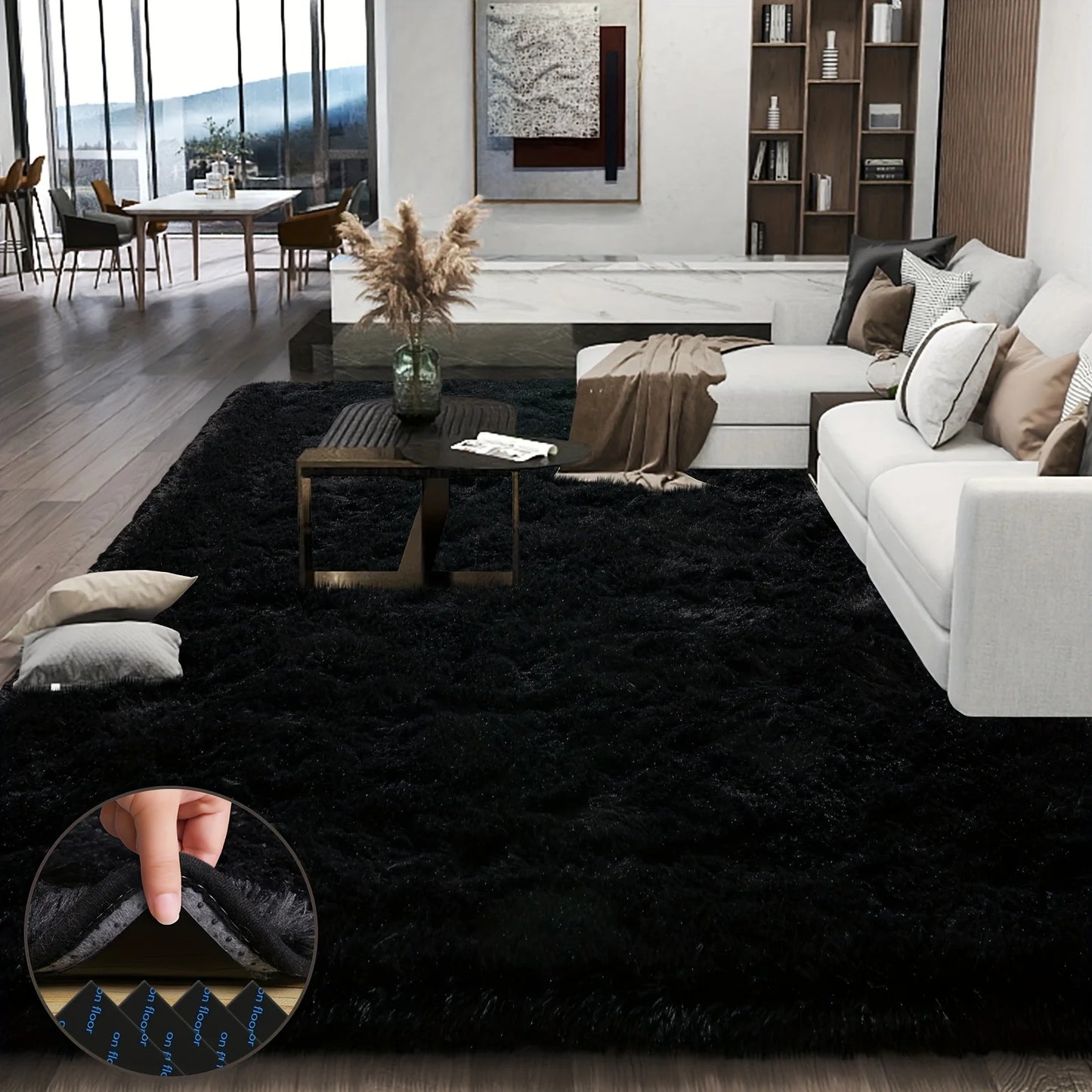 Plush Area Rug Geometric Aubusson Style 100 Percent Polyester