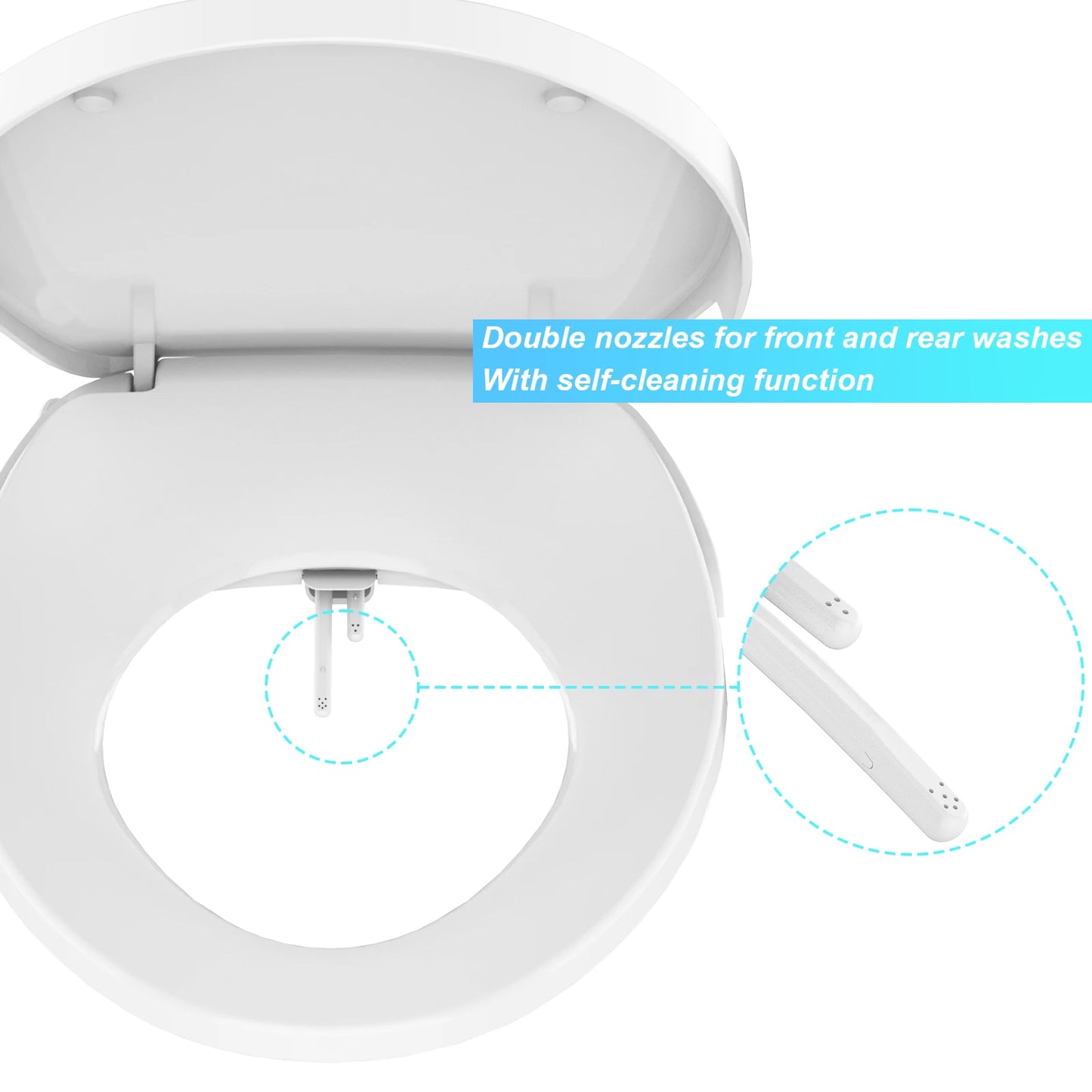 TWISTER.CK Premium Non-Electric Round Bidet Toilet Seat With Dual Nozzles