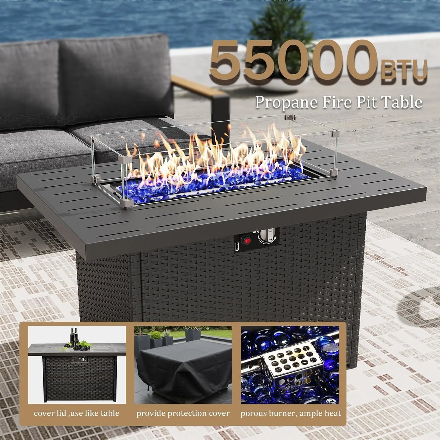 Aluminum Outdoor Patio Furniture Sets With Fire Pit