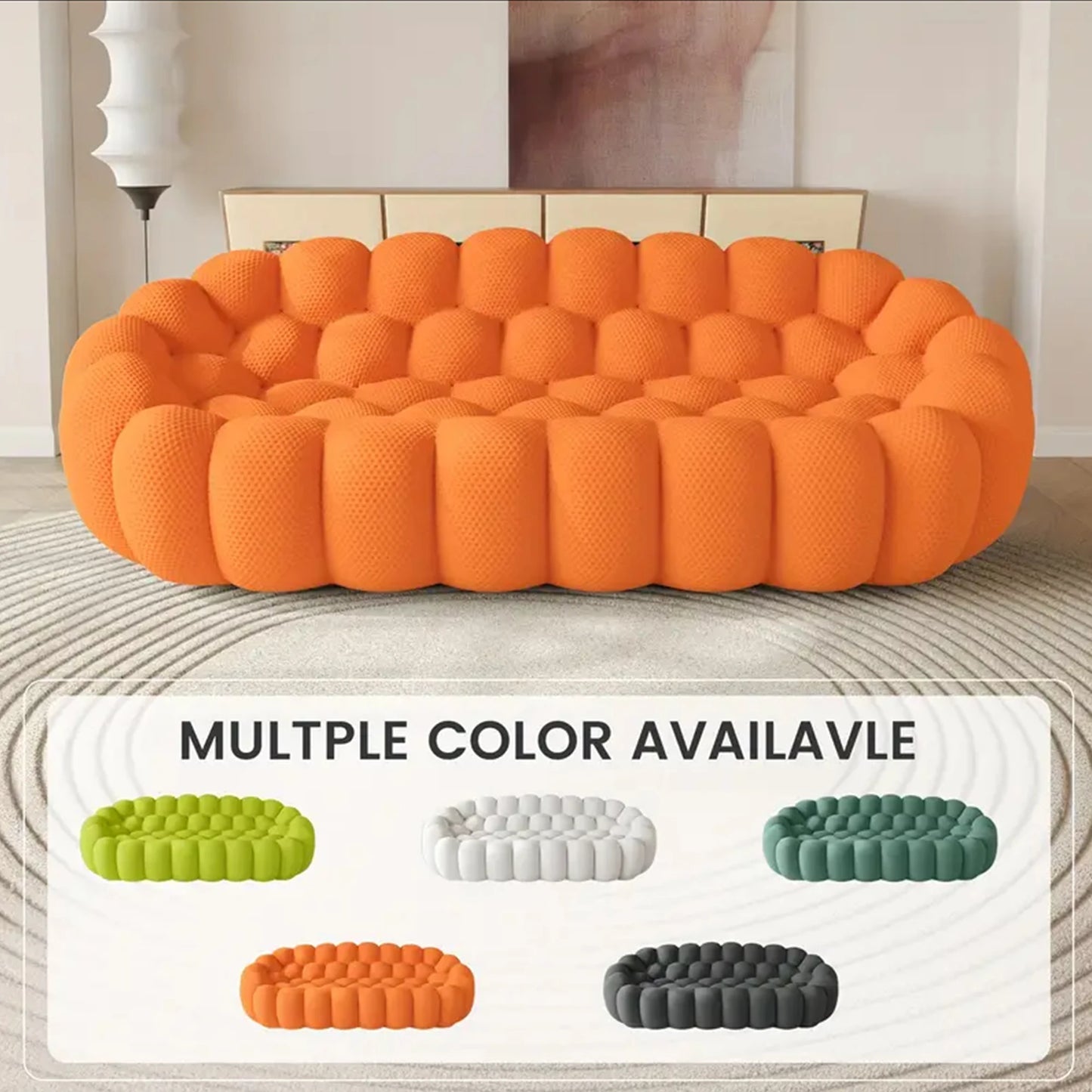 Sdorens Curved Boneless Sofa Modern Living Room Sofa