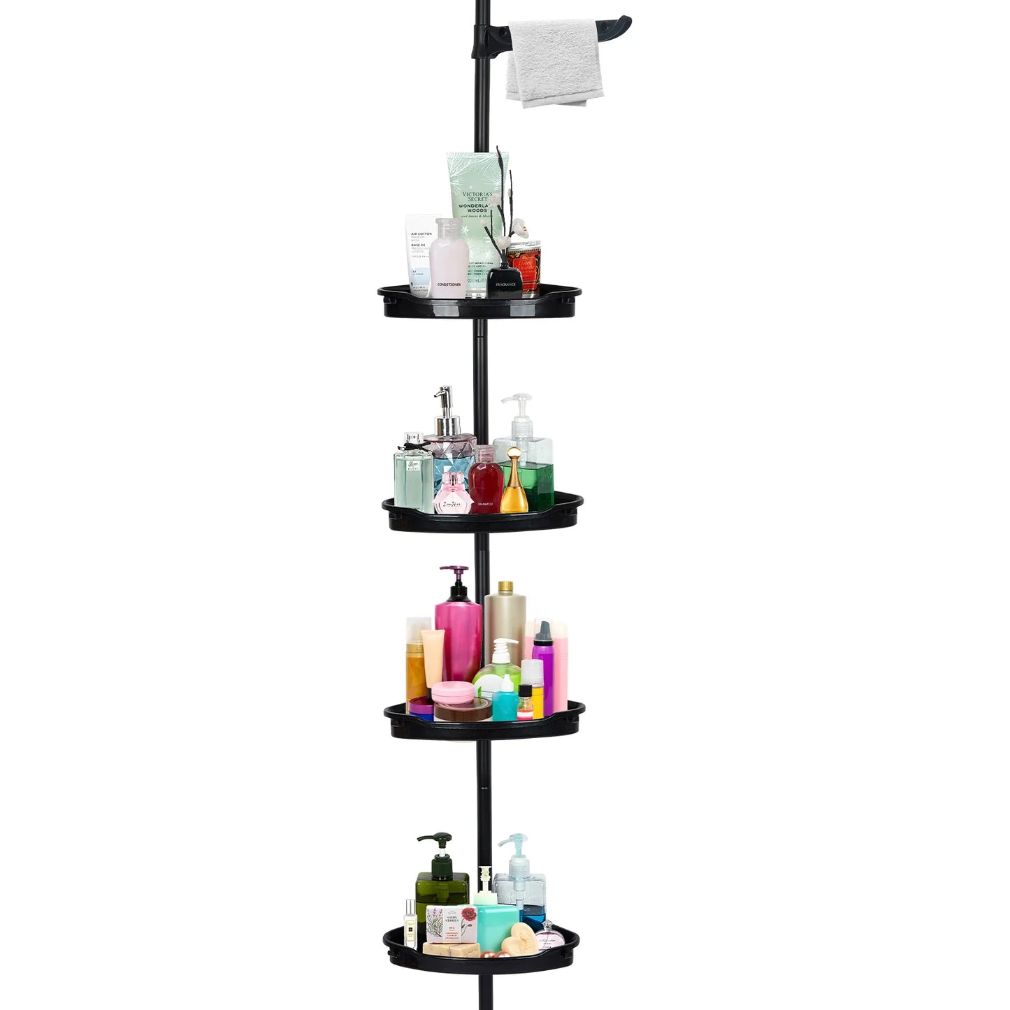 TWISTER.CK Corner Shower Caddy Tensioner With Four Tier Racks