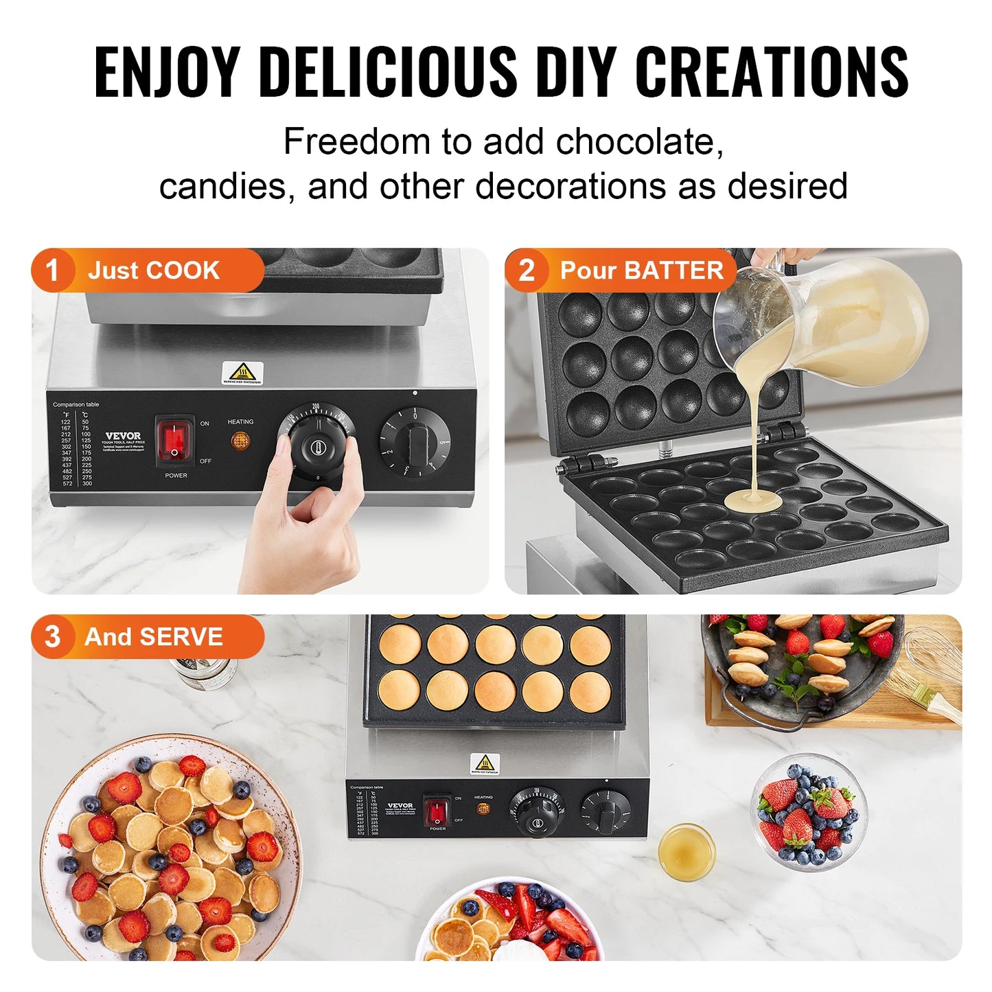 VEVOR SucceBuy Electric Waffle Maker 25P Pancake Dorayaki Machine
