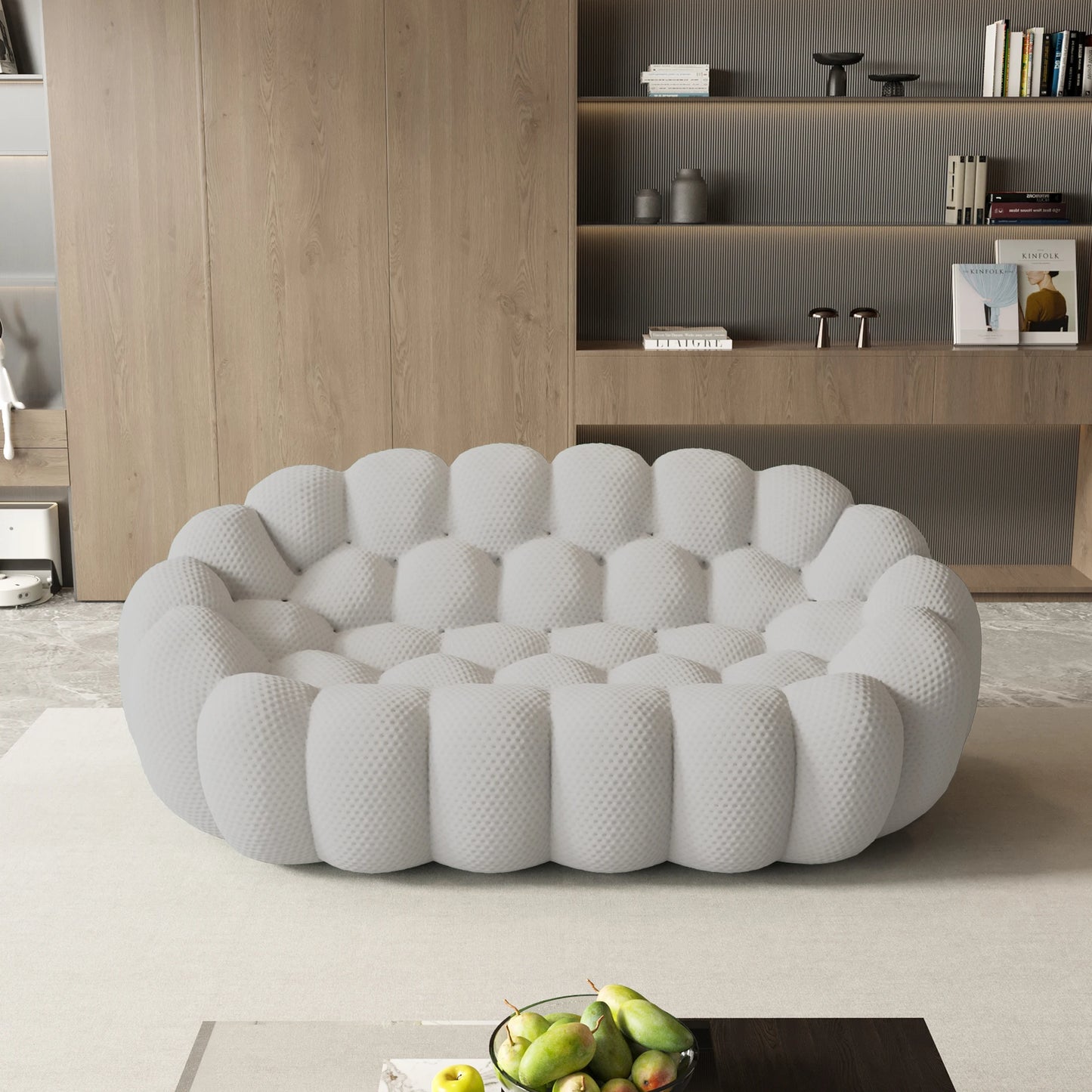 Sdorens Modern Curved Boneless Sofa 3D Knitted Fabric Loveseat Couch