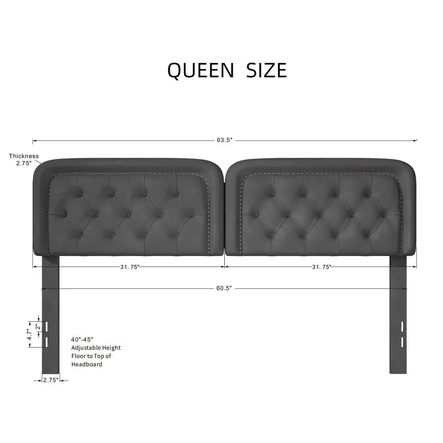 XMSJ Upholstered Headboard Adjustable Button Tufted Nailhead