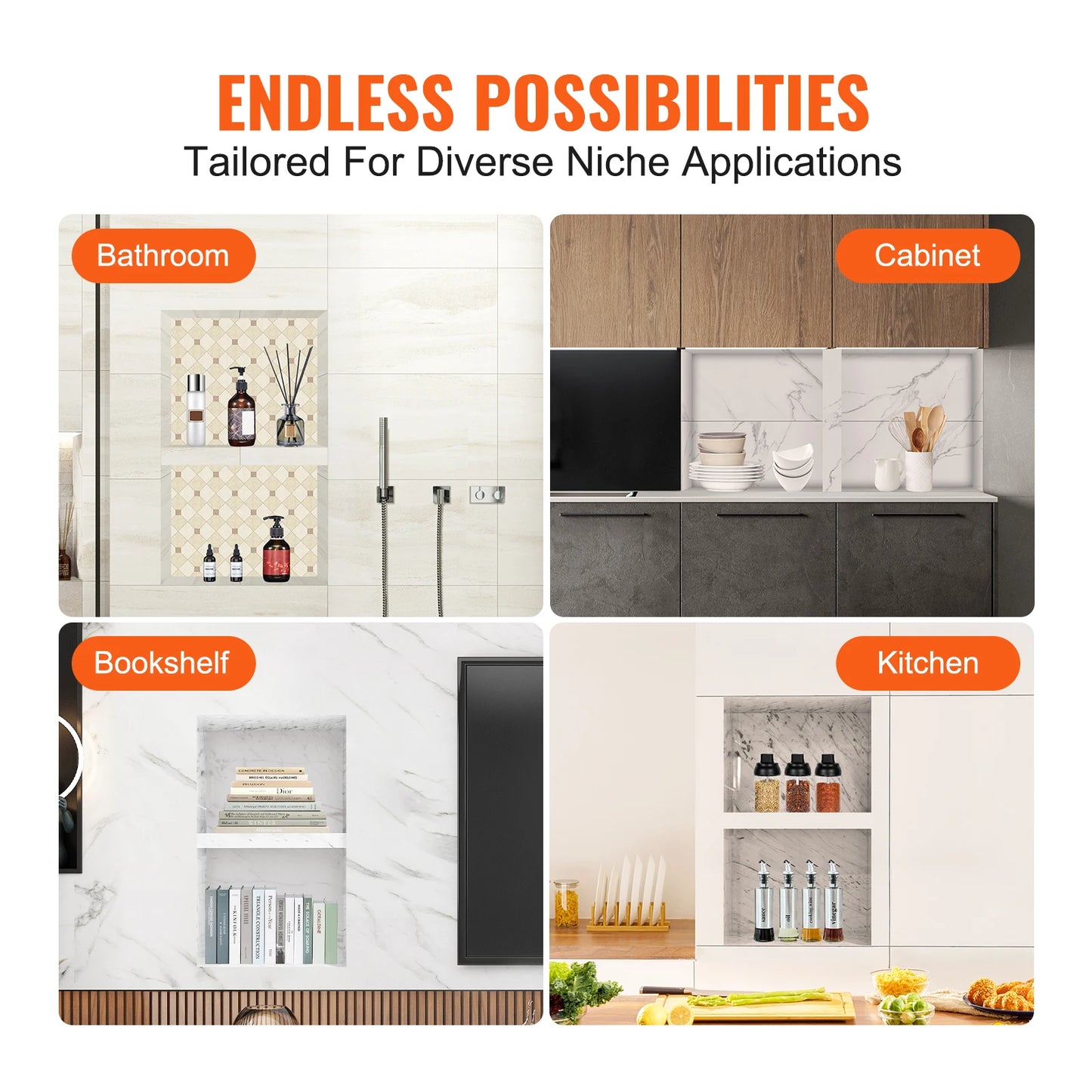 SucceBuy Shower Niche Shelf Dual Tier Recessed Organizer