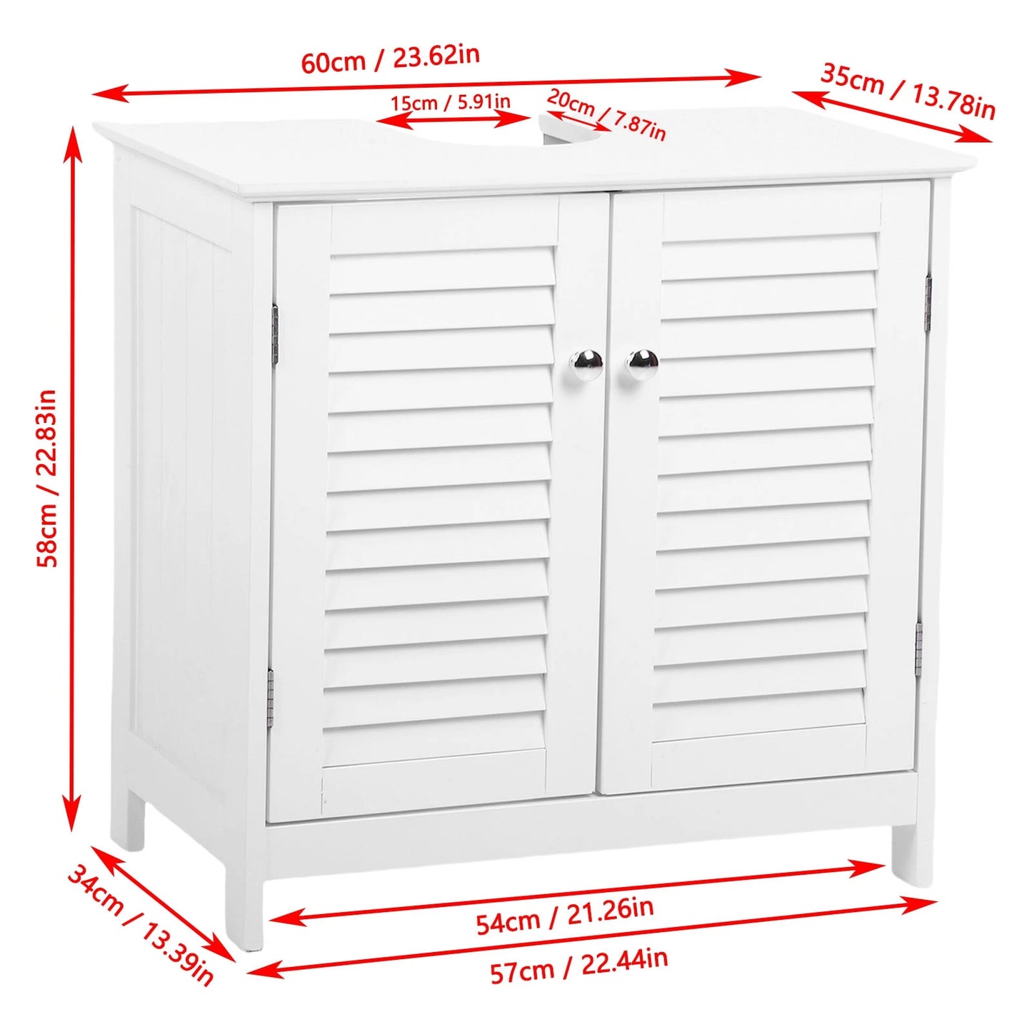 Freestanding Bathroom Sink Cabinet With 2 Doors And Shelf