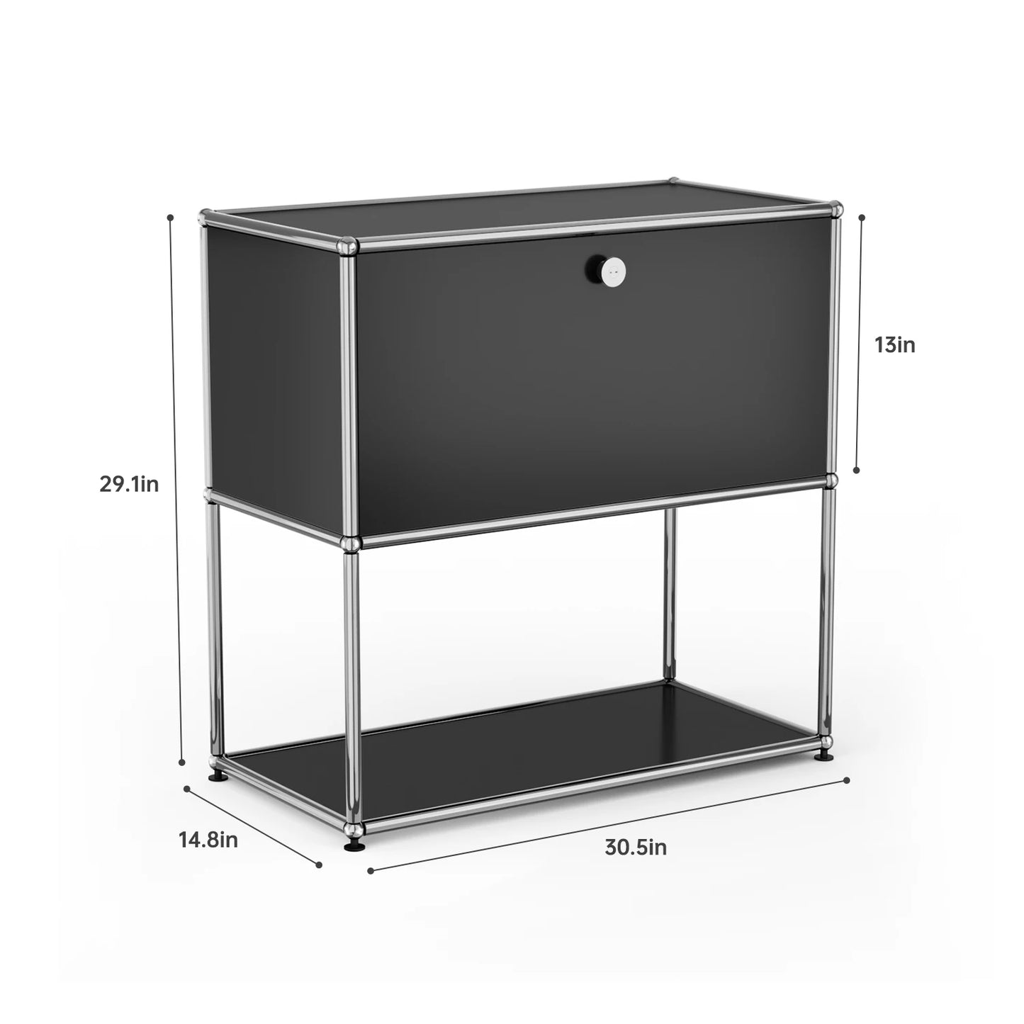 Furgle Modern Modular Nightstand Chrome Metal Frame 2 Tier Storage