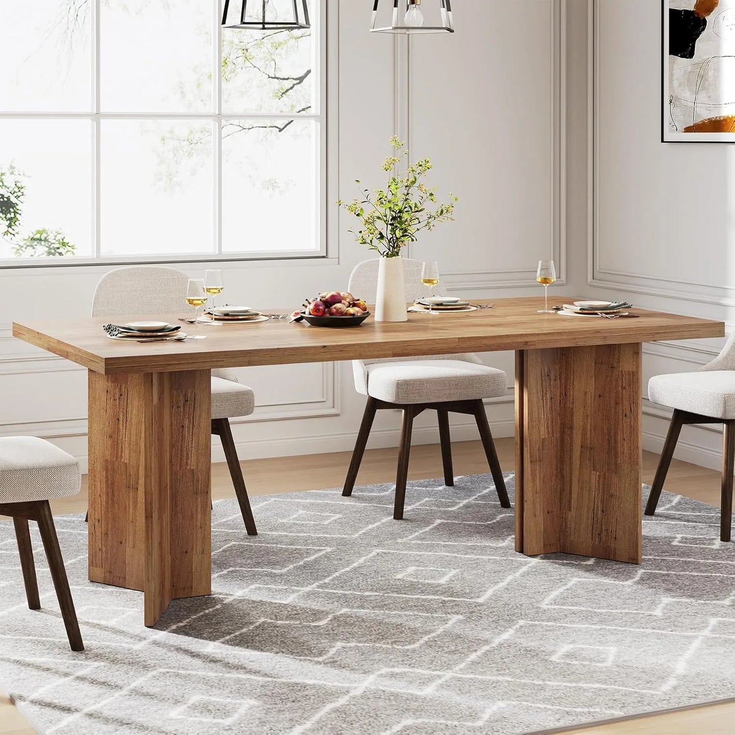 Little Tree Farmhouse Dining Table Rectangular Living Room