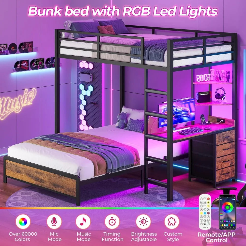 Twin Over Full Bunk Bed Desk Lights And Charge Station
