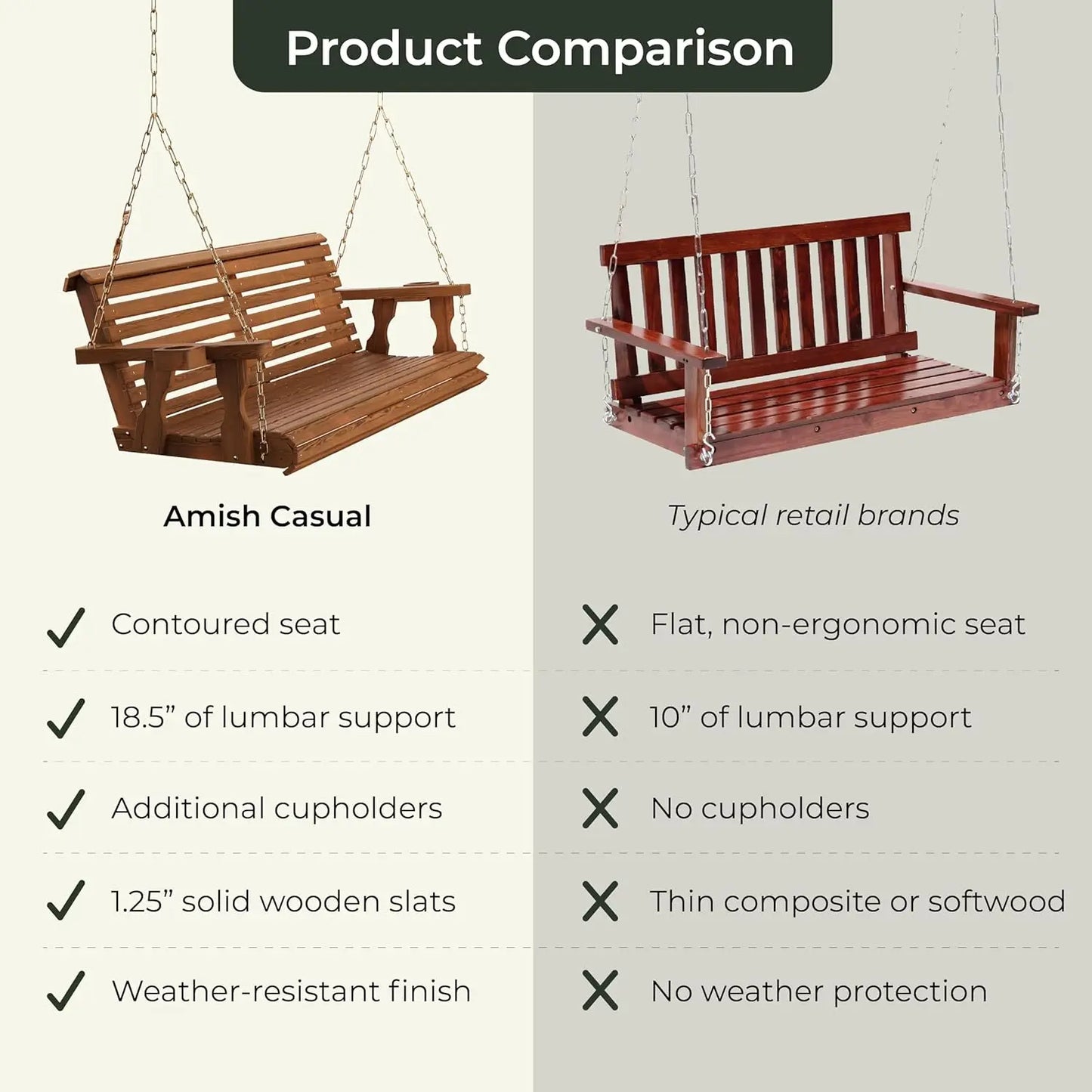 Heavy Duty Porch Swing With Cup Holder Cedar Outdoor Wood