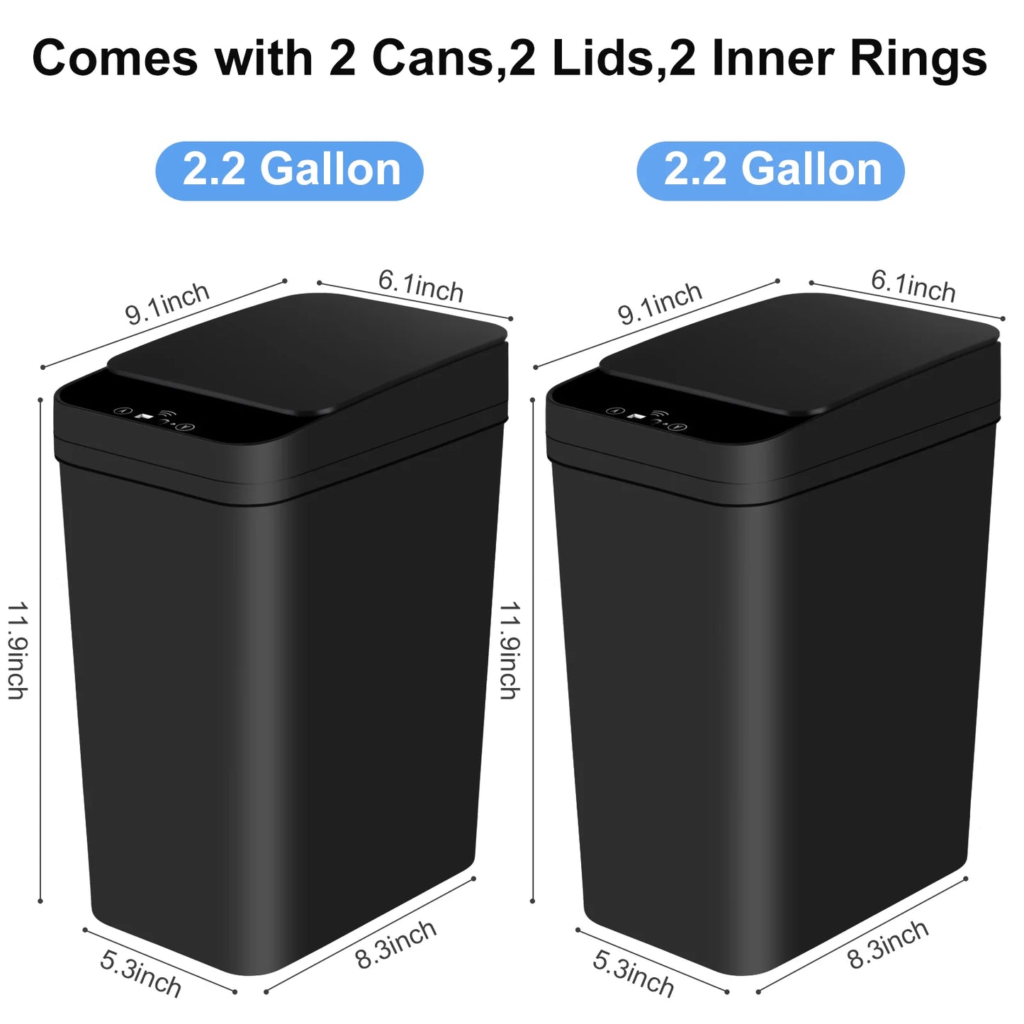 Touchless Motion Sensor Slim Bathroom Trash Can Lid